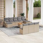 vidaXL Salon de jardin 11 Pièces avec coussins beige résine tressée