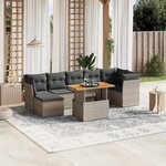 vidaXL Salon de jardin 8 Pièces avec coussins gris résine tressée