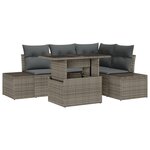 vidaXL Ensemble de canapés de jardin de 5 pièces avec coussins gris en poly rotin