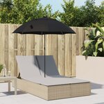 vidaXL Chaise longue double avec coussins et parasol beige poly rotin