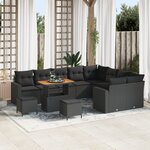 Ensemble de Canapés de Jardin vidaXL de 12 Pièces avec Coussins Poly Rattan Noir Acacia