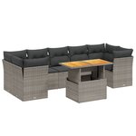 vidaXL Salon de jardin 8 Pièces avec coussins gris résine tressée