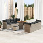 vidaXL Ensemble de canapé de jardin 11 pièces avec coussins en gris poly rotin acacia