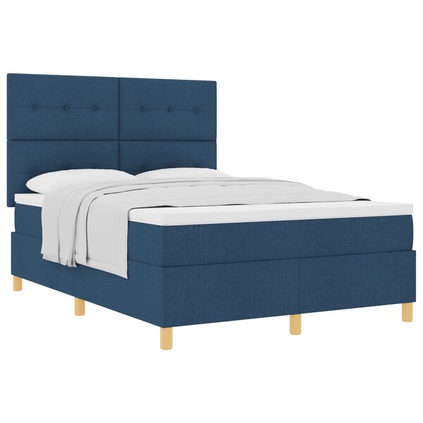 vidaXL Lit à ressorts avec matelas bleu 140x200 cm en tissu