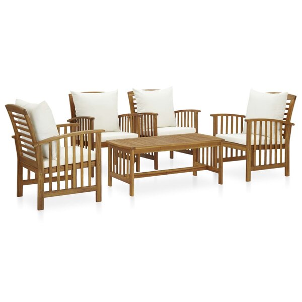 vidaXL Salon de jardin 5 Pièces avec coussins Bois d'acacia solide