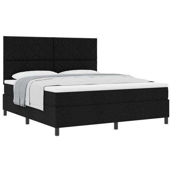 vidaXL Lit à ressorts avec matelas noir king size en tissu
