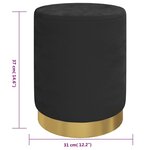 vidaXL Tabouret de rangement rond Noir Velours