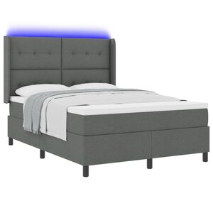 Lit box spring vidaXL avec matelas et LED Gris foncé 140x200 cm Tissu