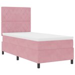 Lit coffre vidaXL avec matelas rose en velours simple