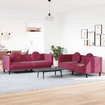 vidaXL Ensemble de canapés 2 Pièces avec coussins rouge bordeaux velours