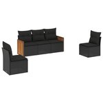 vidaXL Salon de jardin 5 Pièces avec coussins noir résine tressée