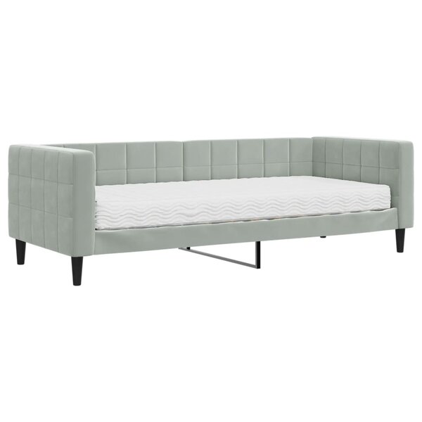 vidaXL Lit de jour avec matelas gris clair 80x200 cm velours