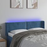 vidaXL Tête de lit à LED Bleu foncé 147x16x78/88 cm Velours