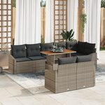vidaXL Ensemble de Canapés de Jardin de 9 Pièces avec Coussins Gris Rotin Poly