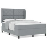 Lit à sommier à ressorts vidaXL avec matelas - Gris clair  140x200 cm  Tissu
