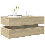 vidaXL Table basse avec lumières LED chêne sonoma 90x50x40 cm