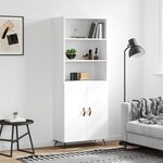 vidaXL Buffet haut Blanc 69 5x34x180 cm Bois d'ingénierie