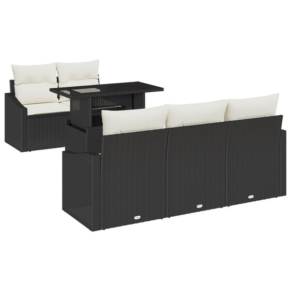 vidaXL Ensemble de Canapés de Jardin 6 Pièces avec Coussins Noir Poly Rattan