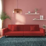 vidaXL Canapé-lit à 2 places et deux oreillers Rouge bordeaux Velours