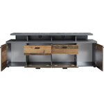 Meuble TV MOOD 2 portes et 2 tiroirs - Mélaminé bois vieilli et gris mat - 180 x 47 x 66 cm