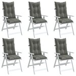 vidaXL Coussins de chaise à dossier haut lot de 6 gris foncé mélangé