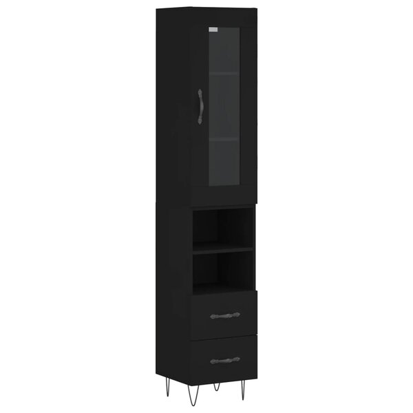 vidaXL Buffet haut Noir 34 5x34x180 cm Bois d'ingénierie
