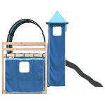 vidaXL Lit superposé avec toboggan et rideaux bleu 90x190 cm