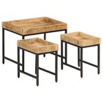 vidaXL Tables basses gigognes 3Pièces bois de manguier massif brut et fer