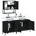 vidaXL Ensemble de meubles salle de bain 3 Pièces noir bois d'ingénierie