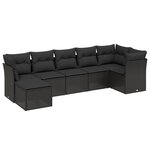 vidaXL Salon de jardin 7 Pièces avec coussins noir résine tressée