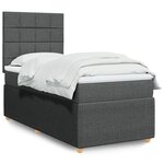 vidaXL Sommier à lattes de lit avec matelas Gris foncé 100x200cm Tissu