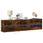vidaXL Meuble TV mural avec LED chêne fumé 180x31x45 cm