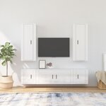 vidaXL Ensemble de meubles TV 5 Pièces Blanc brillant Bois d'ingénierie