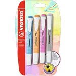 Blister 4 surligneurs STABILO swing cool Pastel - abricot + bleu + mauve + gris x 10 STABILO