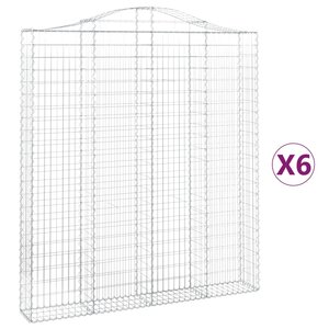 vidaXL Paniers à gabions arqués 6 Pièces 200x30x220/240 cm fer galvanisé