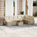 vidaXL Salon de jardin avec coussins 9 Pièces beige résine tressée