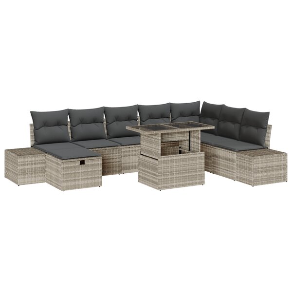 vidaXL Ensemble de Canapés de Jardin 9 Pièces avec Coussins Gris Clair
