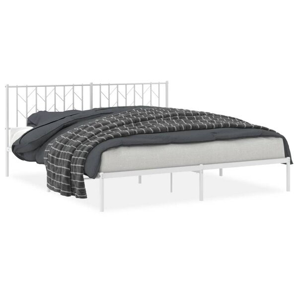 vidaXL Cadre de lit métal avec tête de lit blanc 183x213 cm