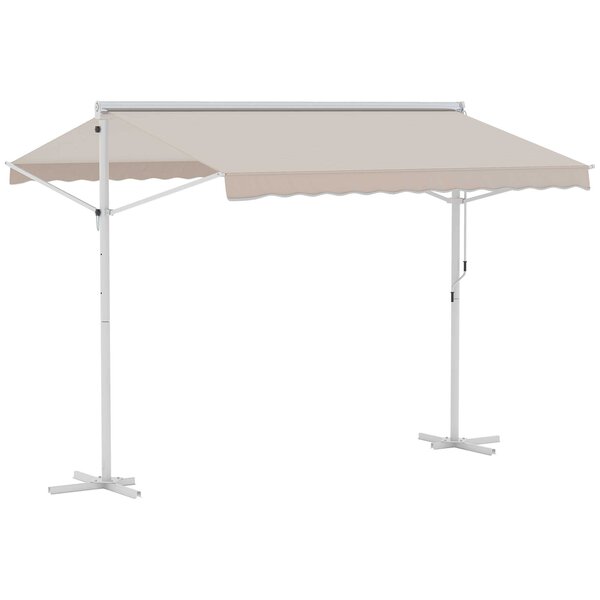 Store double pente manuel rétractable inclinaison réglable acier époxy blanc polyester imperméabilisé anti-UV beige dim. 3L x 2 95l x 2 6H m