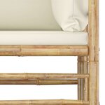 Salon de jardin meuble d'extérieur ensemble de mobilier 8 pièces avec coussins blanc crème bambou 02_0017482