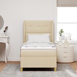 Lit Box Spring vidaXL avec Matelas Crème 90x200 cm Tissu