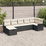 vidaXL Ensemble de canapés de jardin 7 pièces avec coussins noirs en rotin synthétique
