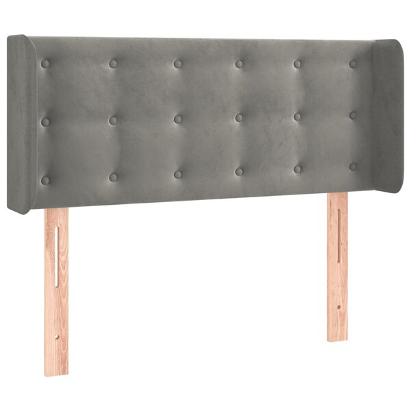 vidaXL Tête de lit avec oreilles Gris clair 93x16x78/88 cm Velours