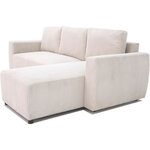 Canapé d'angle convertible réversible 3-4 places - Velours côtelé beige  coffre de rangement - 230 x 155 x Hauteur 71-95 cm