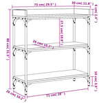 vidaXL Table console avec étagères noir 75x30x80 cm