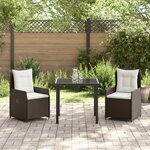 vidaXL Ensemble de Salle à Manger de Jardin 3 Pièces Marron Poly Rattan