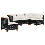 vidaXL Salon de jardin 5 Pièces avec coussins noir résine tressée