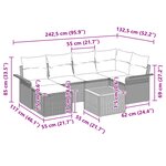 vidaXL Ensemble de canapé de jardin 7 pièces avec coussins gris poly rattan acacia
