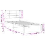 vidaXL Cadre de lit métal sans matelas avec tête de lit noir 90x190 cm