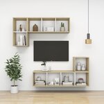 vidaXL Meuble TV mural Chêne sonoma et blanc Bois d’ingénierie